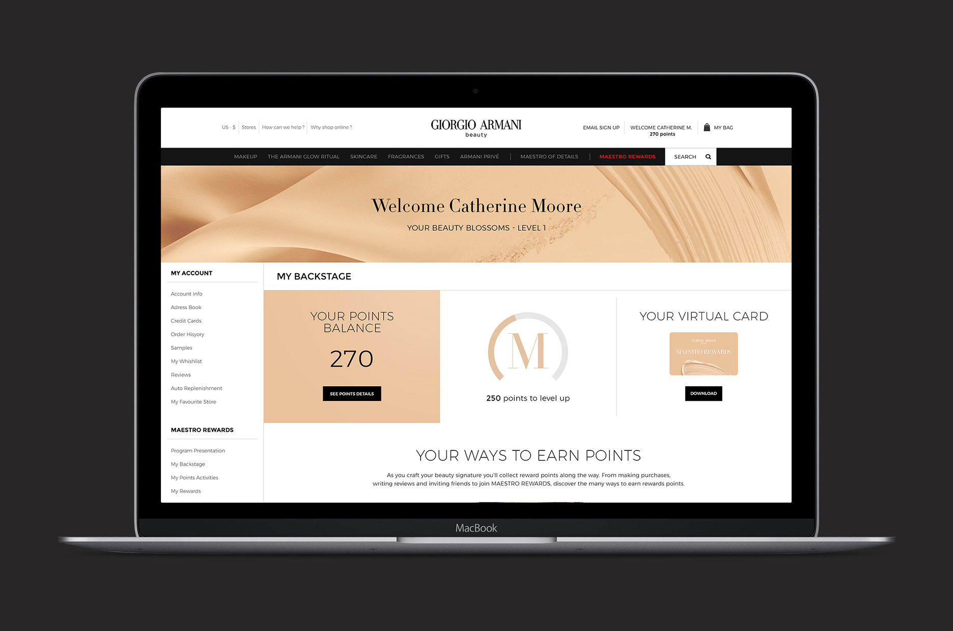 armani_mockup dashboard