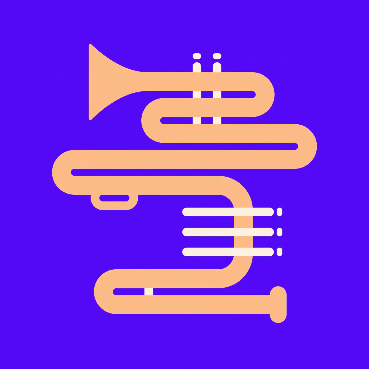 Illustration géométrique d'une trompette, élément graphique de l'identité visuelle Jazz in Noyon