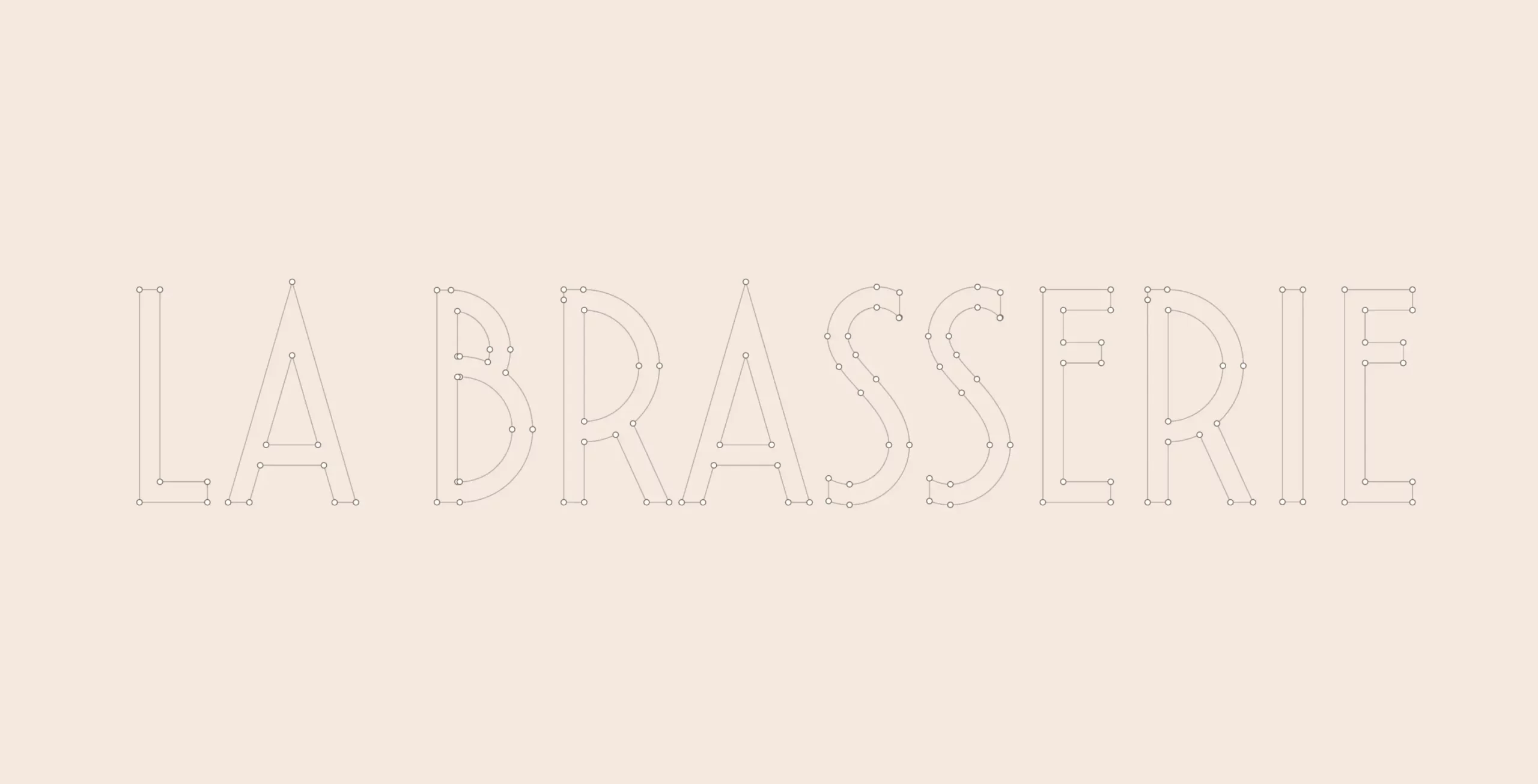 Construction filaire du logo de la Brasserie sur fond beige