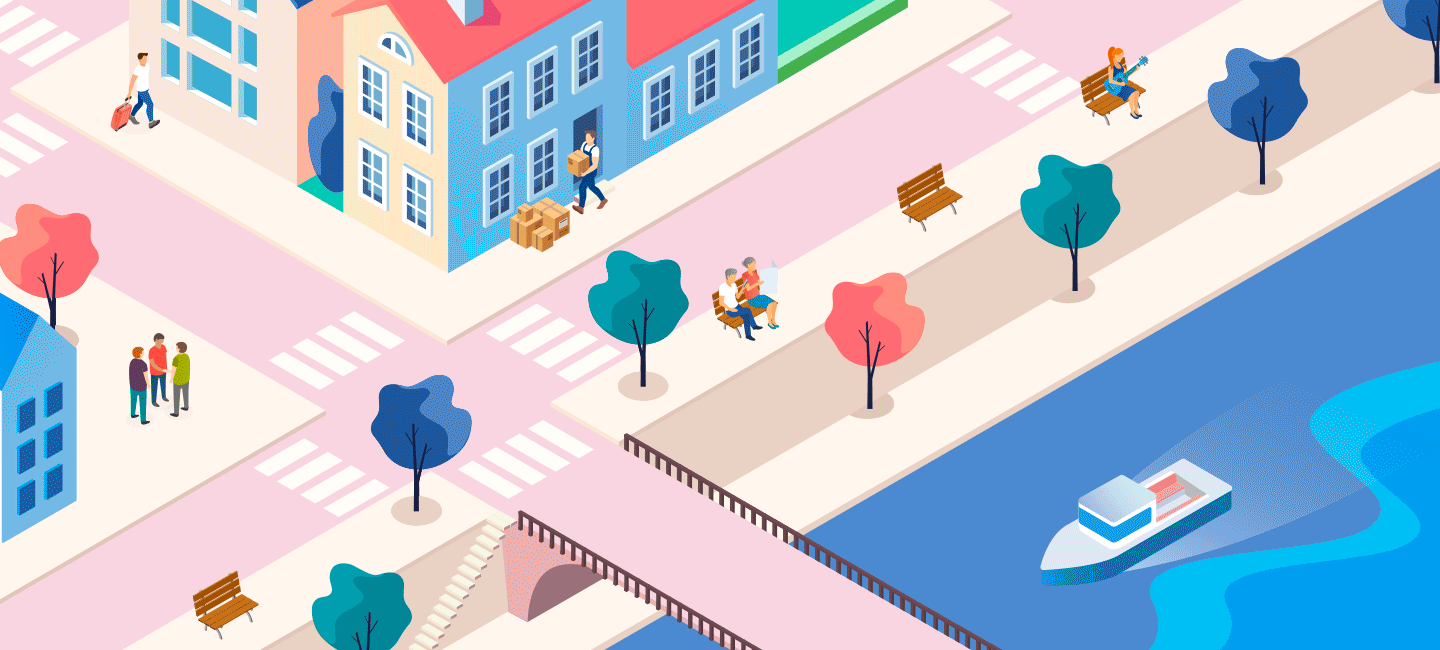 Animation de l’illustration isométrique.