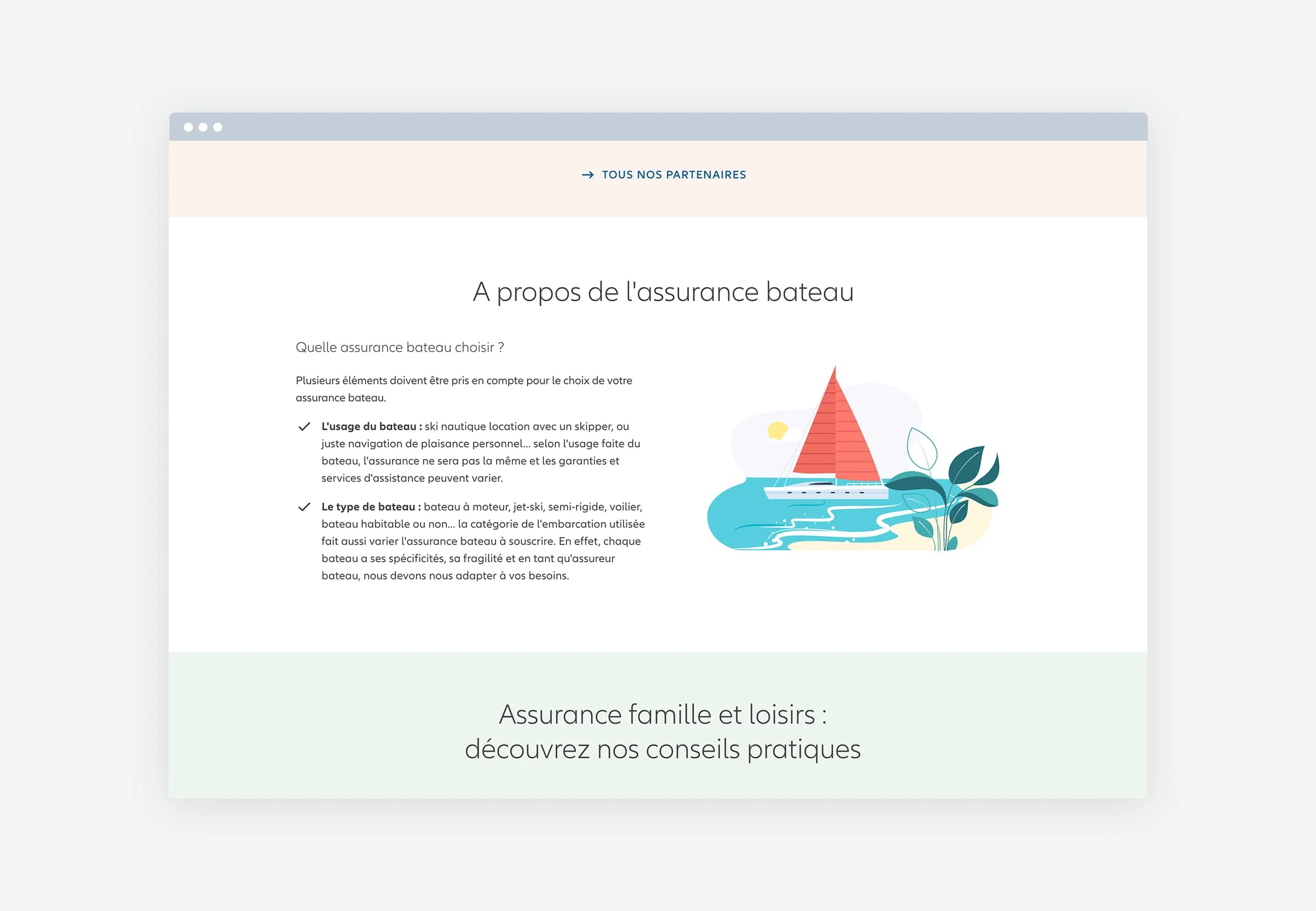 Mockup présentant une illustration pour l’assurance bateau.