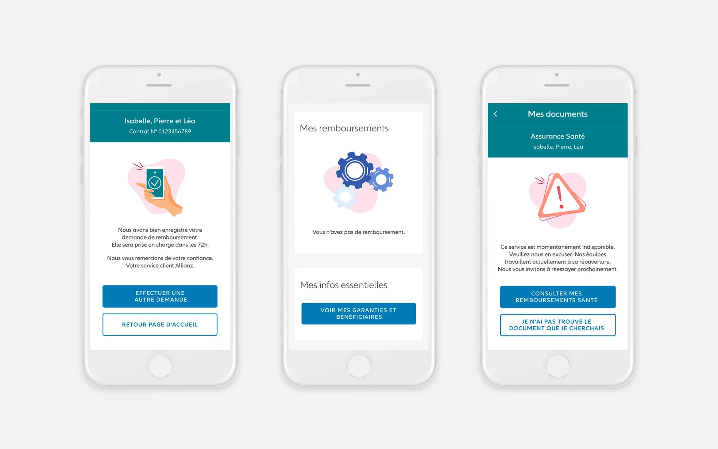 Mockup présentant des illustrations utilisées dans l’expérience mobile.