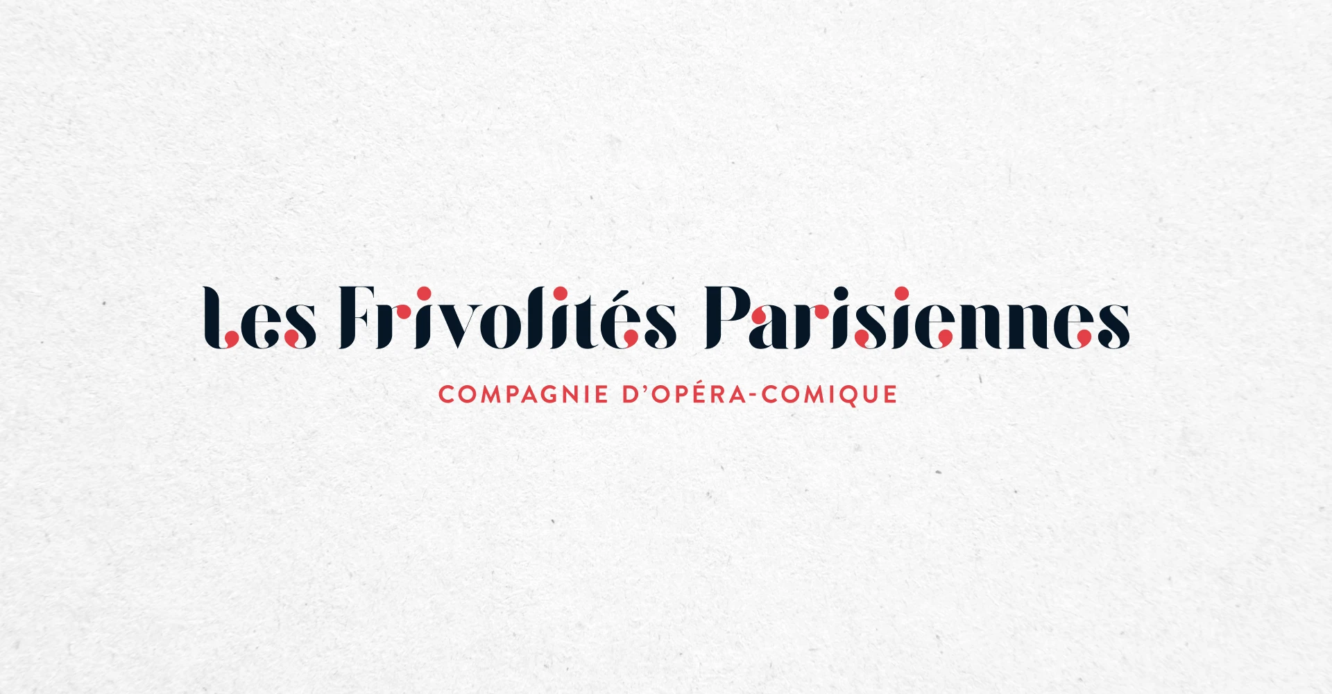 Variation du logo Frivolités Parisiennes en bleu nuit et rouge sur un fond clair texturé.