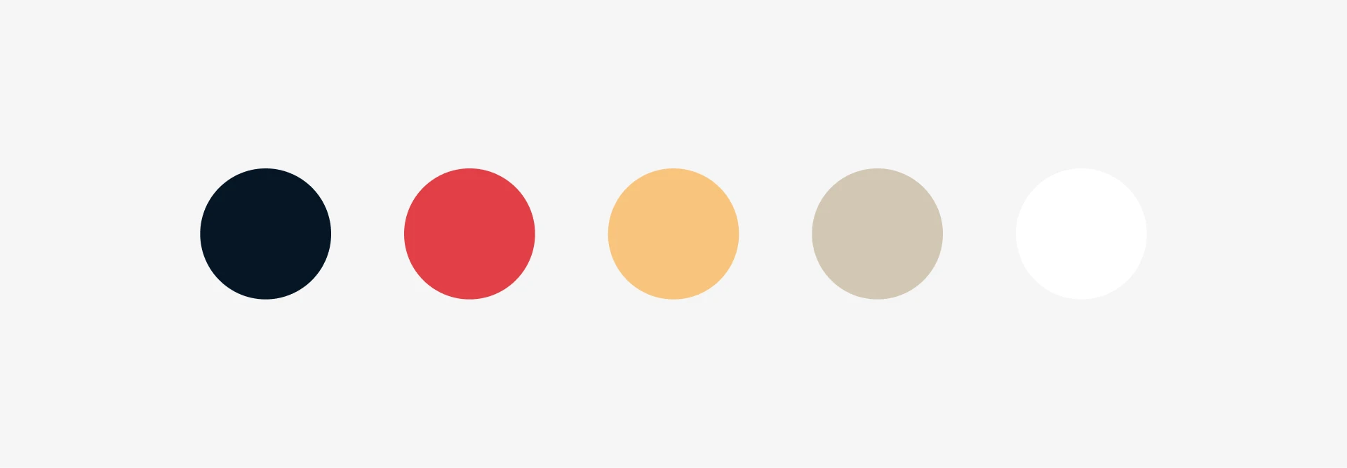 Palette de couleurs de l’identité visuelle des Frivolités Parisiennes composée de bleu nuit, rouge corail, jaune doré, beige et blanc.