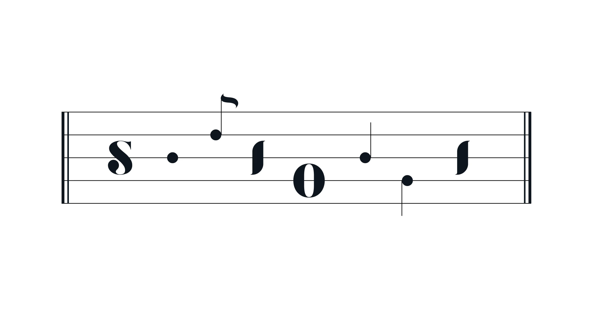 Composition graphique inspirée d’une partition musicale intégrant les formes typographiques de l’identité des Frivolités Parisiennes.