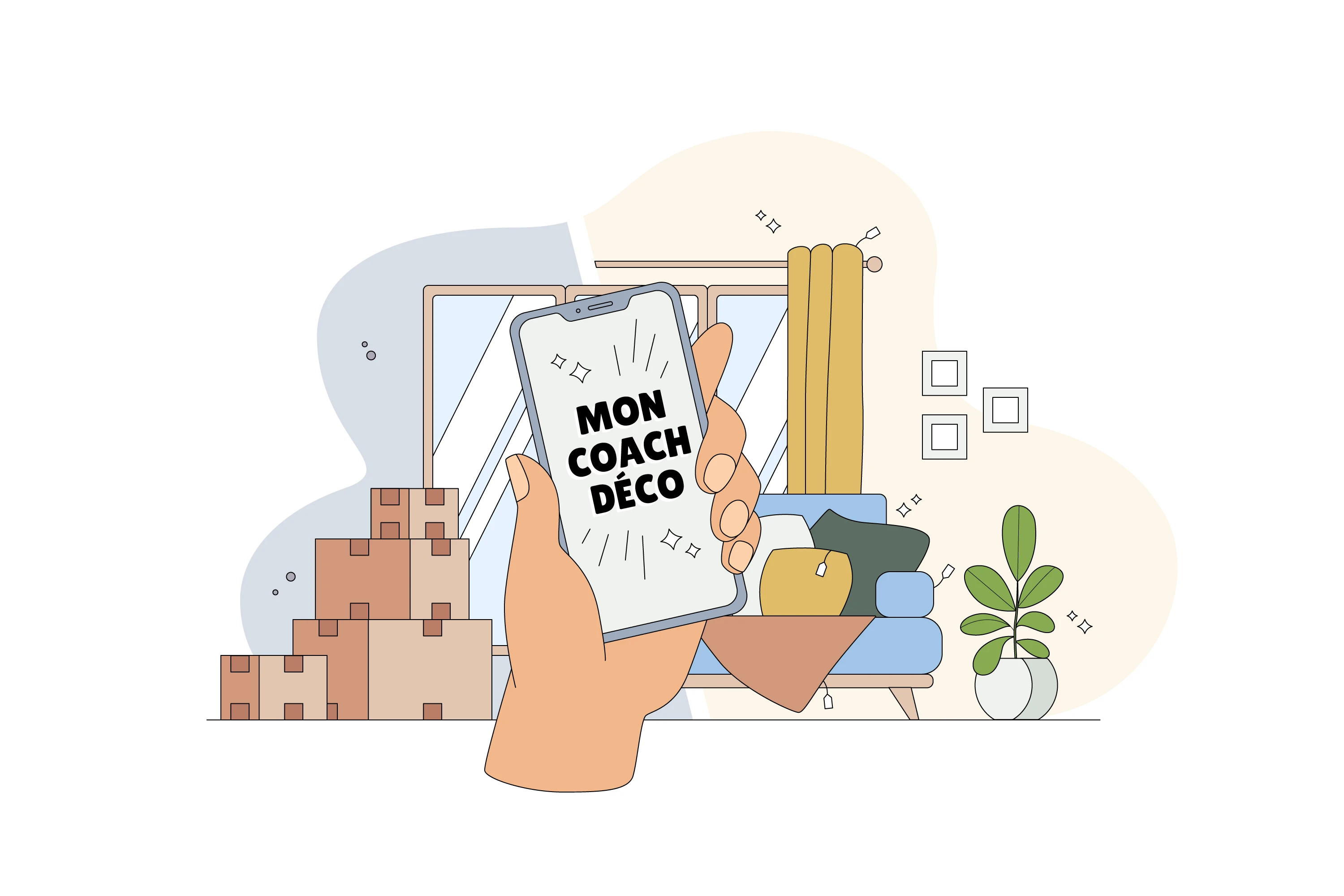 Illustration réalisée pour présenter un service de coaching dans le secteur du bricolage.
