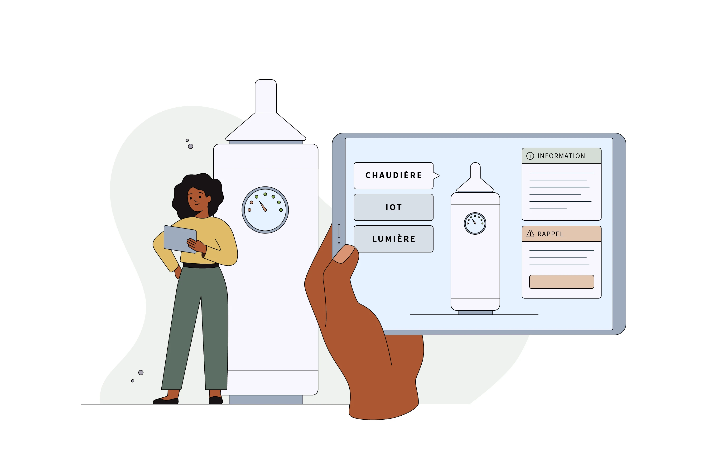 Illustration présentant une application de domotique.