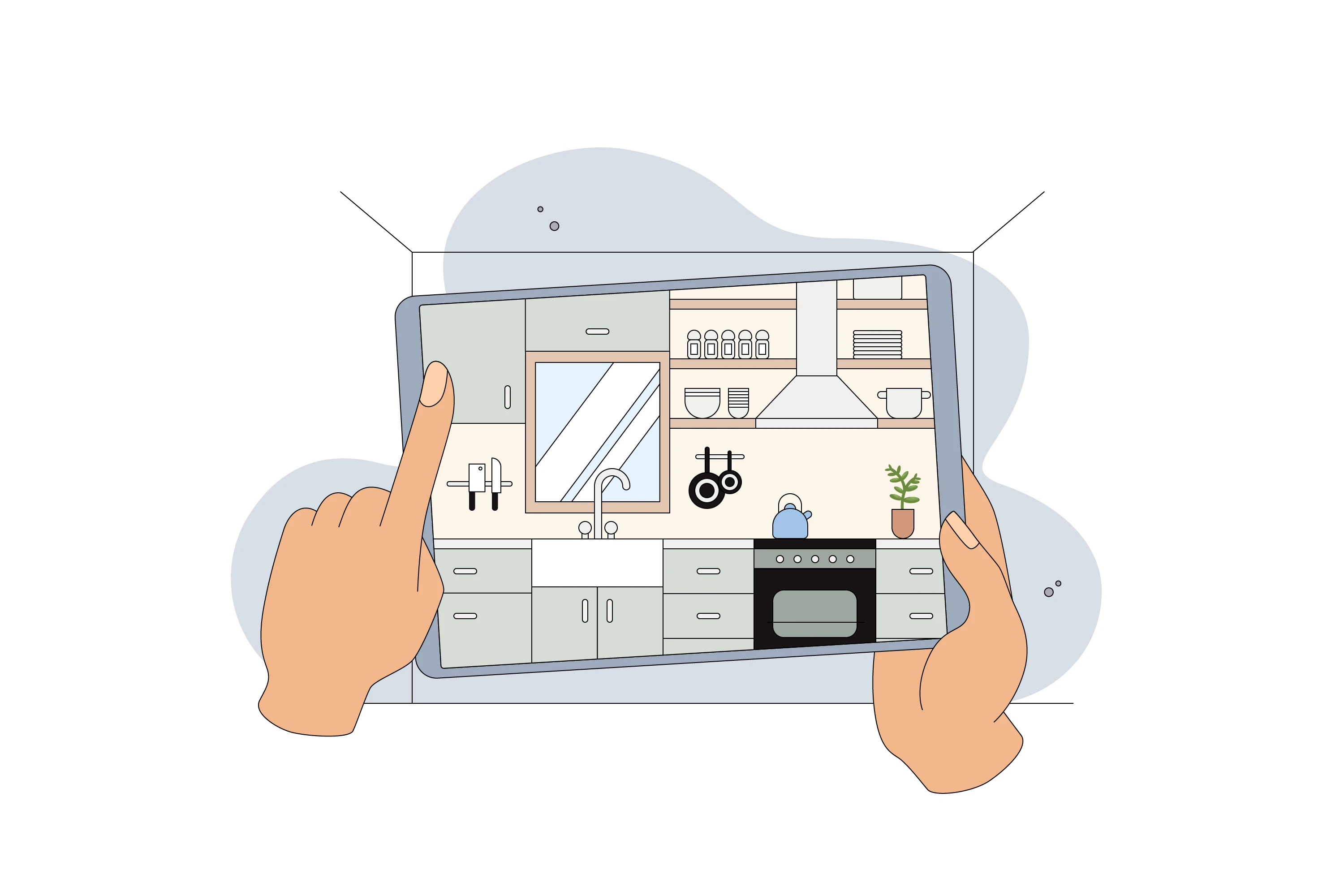 Illustration présentant une application de conception de cuisine.