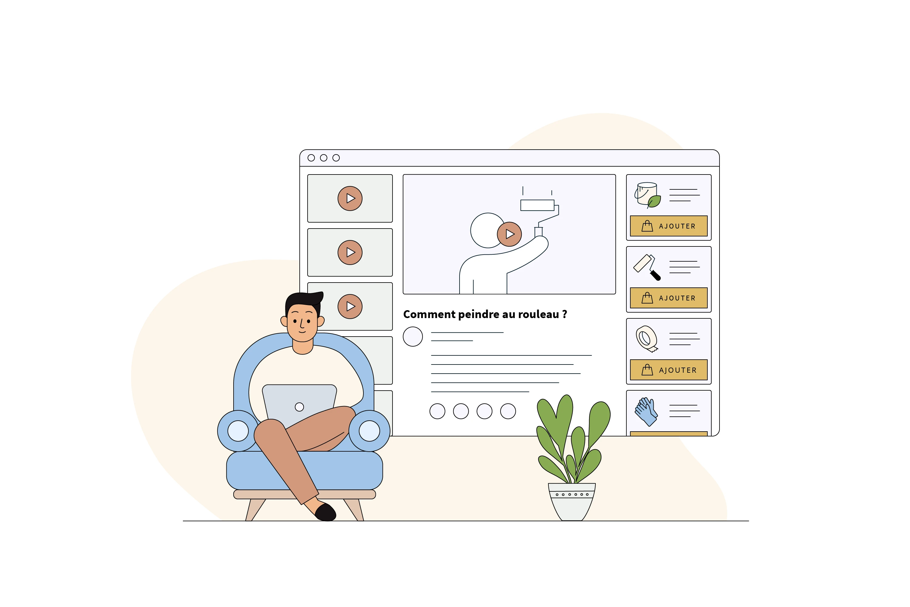 Illustration présentant un site de tutoriel et de ressources dans le secteur du bricolage.
