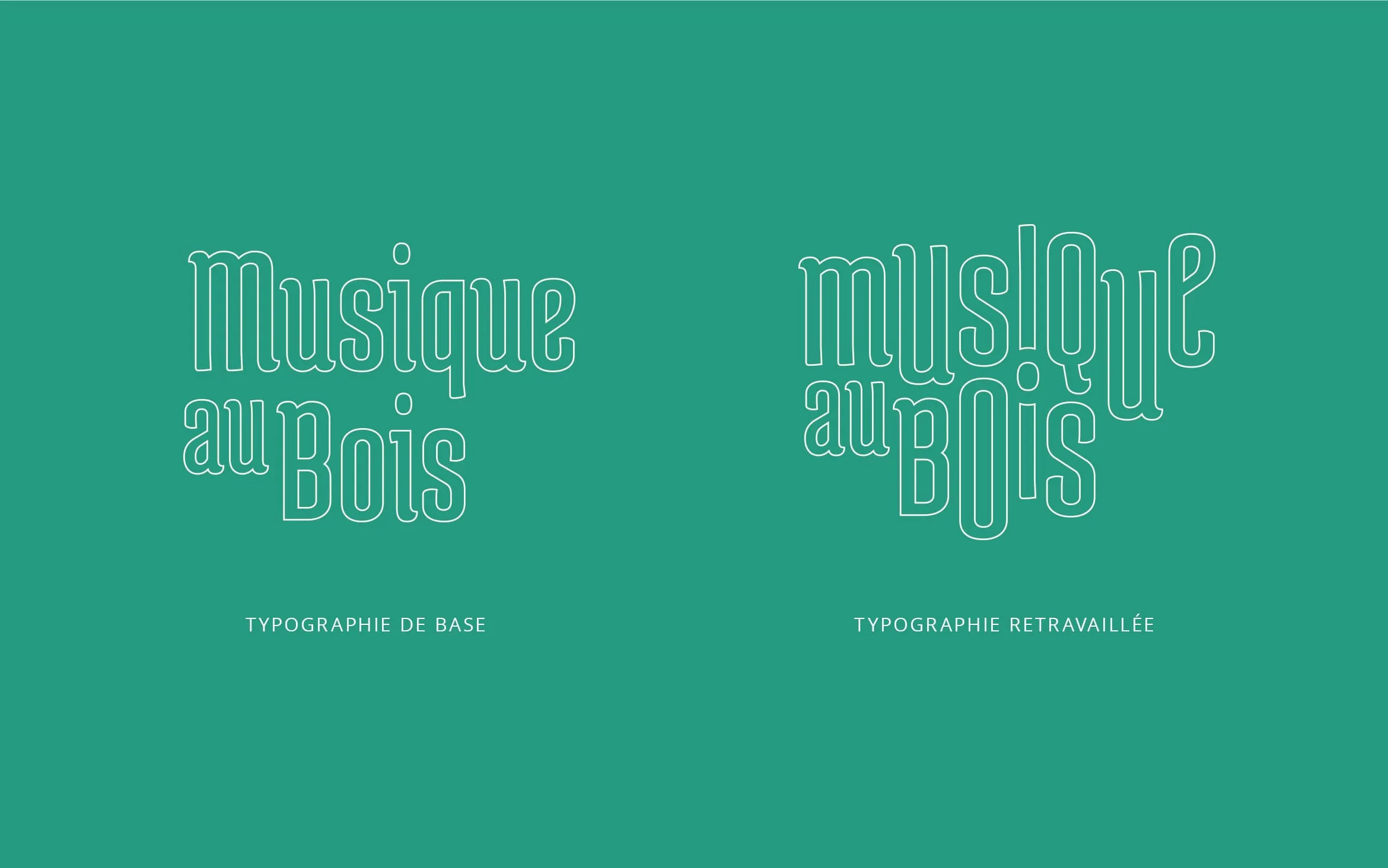 Typographie utilisée pour l’identité visuelle et construction du logo du festival de Musique au bois.