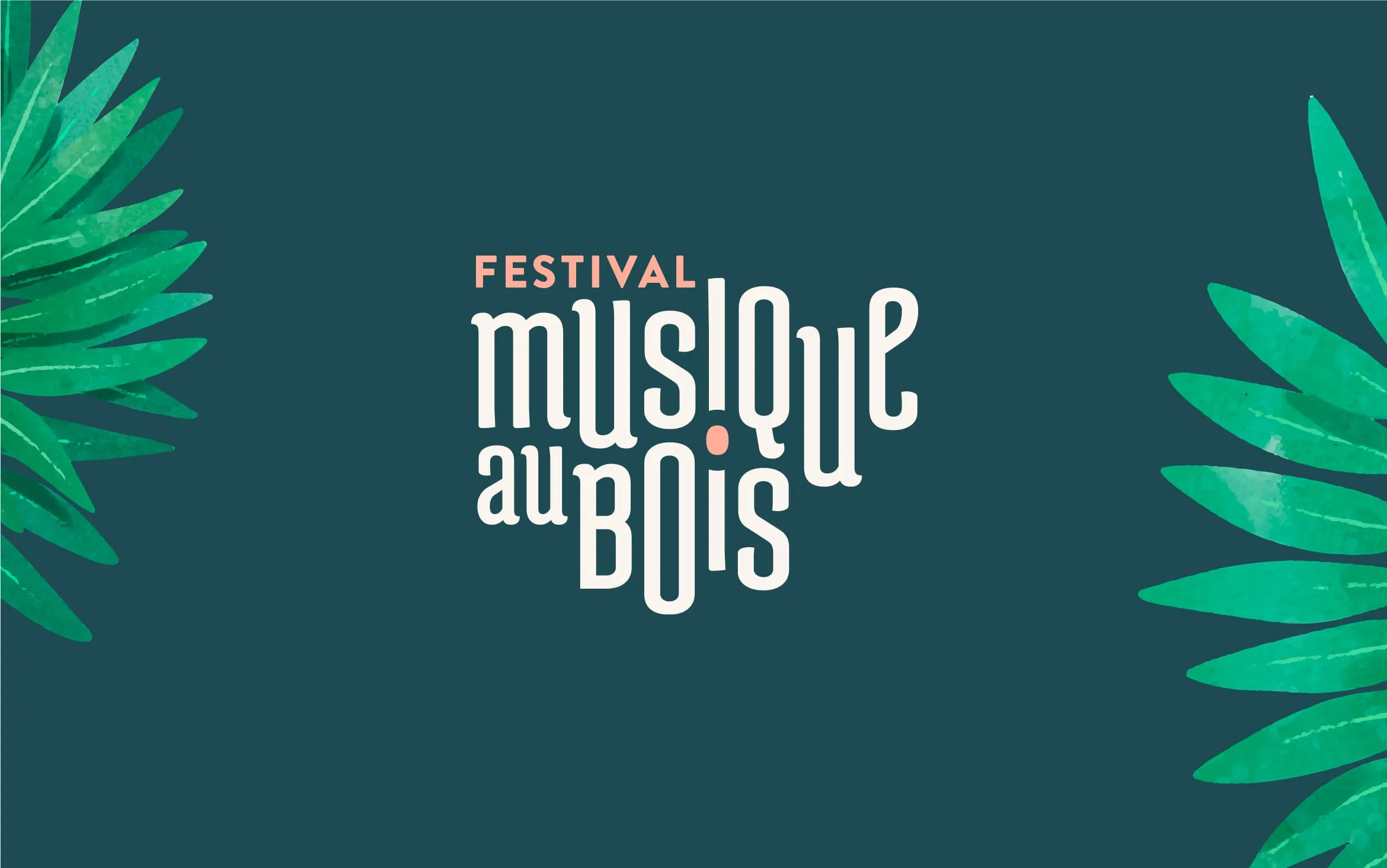 Logo du festival Musique au bois dans son identité visuelle inspirée de la nature et de la musique.